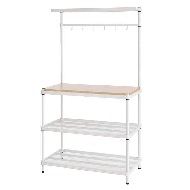 MeshWorks Utility Unit with Wood Top White